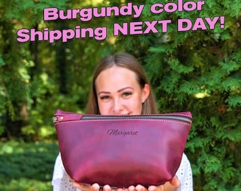 3rd wedding anniversary gift for her,3 year anniversary gift for wife,Leather anniversary for her,Gift for her anniversary,Makeup bag