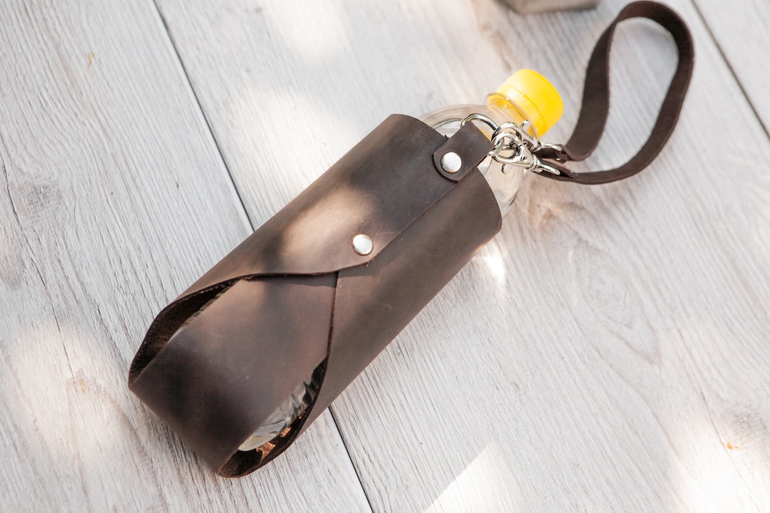 Leather Water Bottle Holder for Belt, Water Bottle Carrier With Strap, Water Bottle Carrier Bag