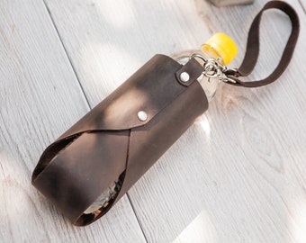 Bottle holder with strap,Leather bottle holder,Drink bottle holder,Water bottle carrier with strap,Leather bottle carrier