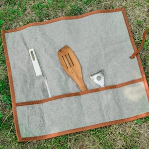 Bushcraft tool roll,Camping utensil roll,Utility roll,Camping accessory roll,Canvas roll up pouch,Canvas tool roll