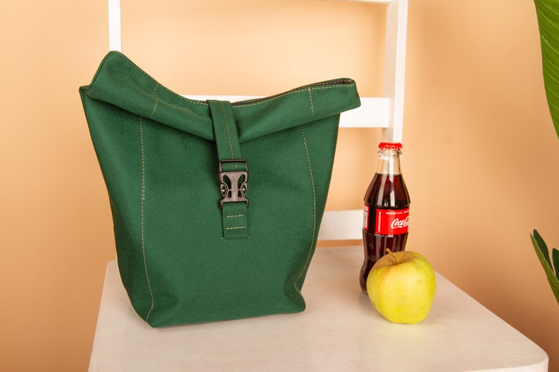 Lunch bag, Insulated lunch bag, Waxed Cotton Canvas Lunch Bag, lunch bag women image 5