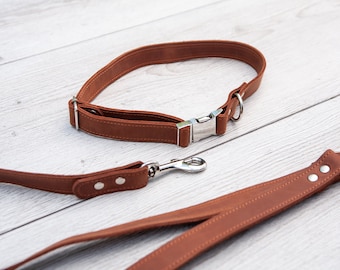 Conjunto de collar y correa para perro, collar de cuero para perro, collar de perro personalizado, collar de perro grabado, collar de perro personalizado, conjunto de collar y correa para cachorro