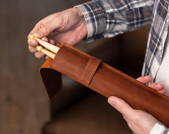 Custom leather drum stick bag, Leather drumstick holder, Personalized drumstick holder, Personalized drumstick case, Gift for drummer