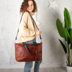 Leather laptop bag women, Leather laptop tote bag, Leather work bag women, Womens laptop bag 15 inch, Womens laptop bag 13 inch image 5