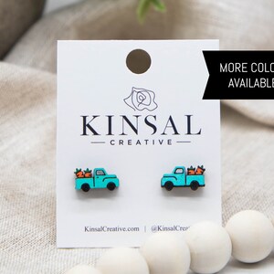 Easter Truck Wood Stud Earrings, Stud Earrings, Handmade Jewelry, Handmade Gift, Wood Stud Earrings, Gifts, Post Earrings, Handmade, Easter