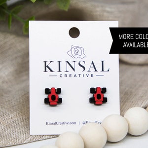 Race Car Wood Stud Earrings, Stud Earrings, Wooden Stud Earrings, Post Earrings, Handmade Earring, Racing, Gifts, Ladies Post Earrings, Boho