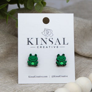 Frog Wood Stud Earrings, Stud Earrings, Wooden Stud Earrings, Post Earrings, Handmade Earrings, Gifts for Her, Ladies Post Earrings, Boho