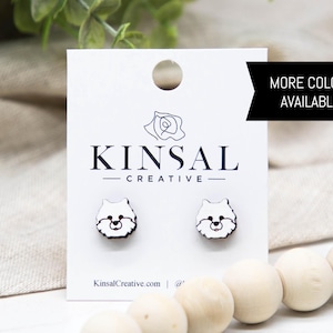 Pomeranian Dog Wood Stud Earrings, Stud Earrings, Wood Stud Earrings, Post Earrings, Handmade Earrings, Gifts for Her, Ladies Earrings, Boho