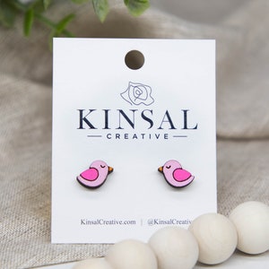 Love Bird Wood Stud Earrings, Stud Earrings, Wooden Stud Earrings, Post Earrings, Valentines Day Earrings, Valentines Day, Valentine Gifts