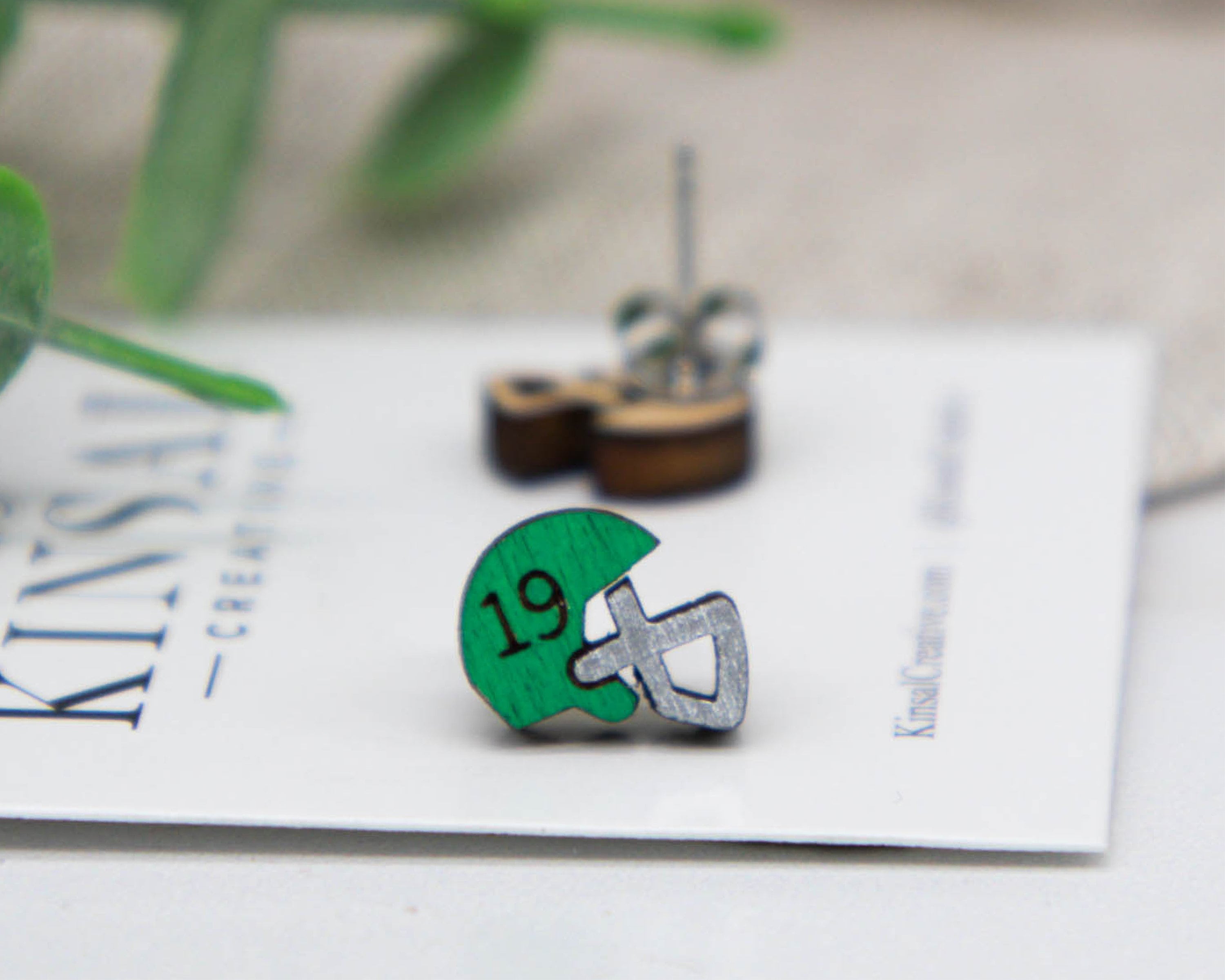 Football Helmet Numbered CUSTOMIZABLE Wood Stud Earring, Stud Earrings, Wooden Stud Earrings, Post Earrings, Football, Gifts for Her, Boho