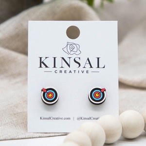 Archery Target Wood Stud Earrings, Stud Earrings, Wooden Stud Earrings, Post Earrings, Handmade Earrings, Gifts, Ladies Earrings, Minimalist
