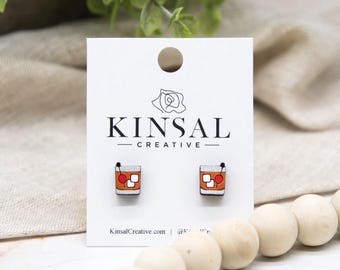 Old Fashioned Wood Stud Earrings, Stud Earrings, Wooden Stud Earrings, Post Earrings, Handmade Earrings, Gifts for Her, Ladies Post Earrings