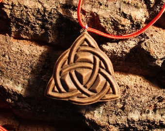 Wooden Celtic Knot Pendant Necklace