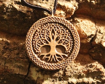 Tree Of Life Pendant, Wooden Yggdrasil Necklace, Pagan Gift