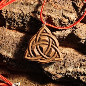Wooden Celtic Knot, Carved Pendant Necklace, Wood Jewelry