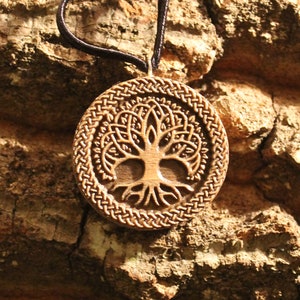 Tree Of Life Pendant, Wooden Yggdrasil Necklace, Pagan Gift