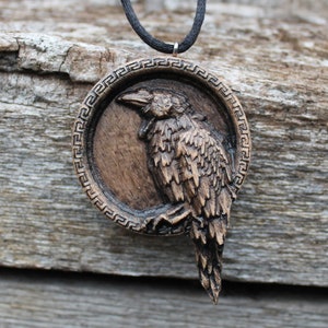 Wooden Raven Pendant