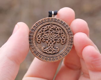 Tree Of Life Pendant Pagan Wooden Necklace Celtic Yggdrasil Jewelry