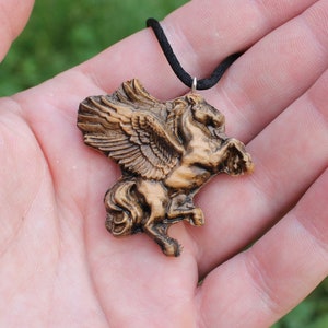 Pegasus Wooden Pendant Horse Necklace