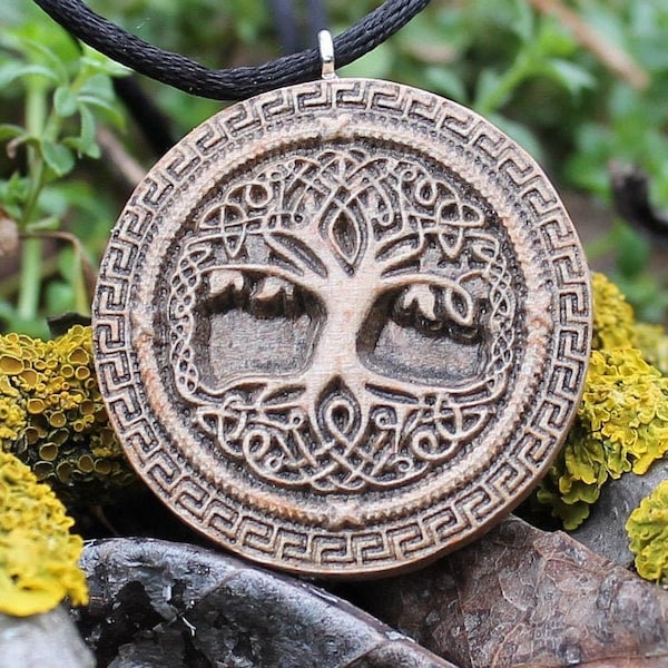 Collier Arbre de Vie, Pendentif Yggdrasil en bois, Charme Nature