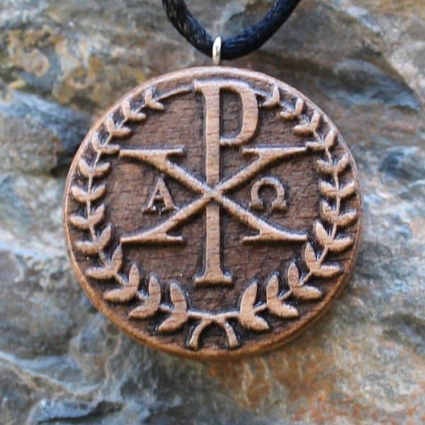 Colgante Chi Rho, Regalo cristiano, Collar de Cristograma, Monograma de Cristo