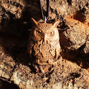Owl Necklace Wooden Pendant
