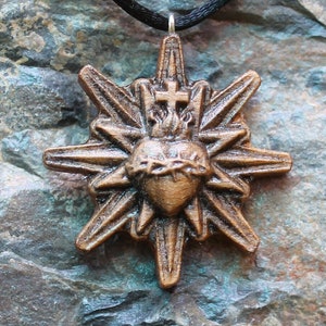 Sacred Heart Wooden Pendant