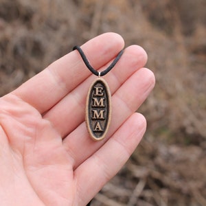 Personalized Name Necklace Wooden Pendant