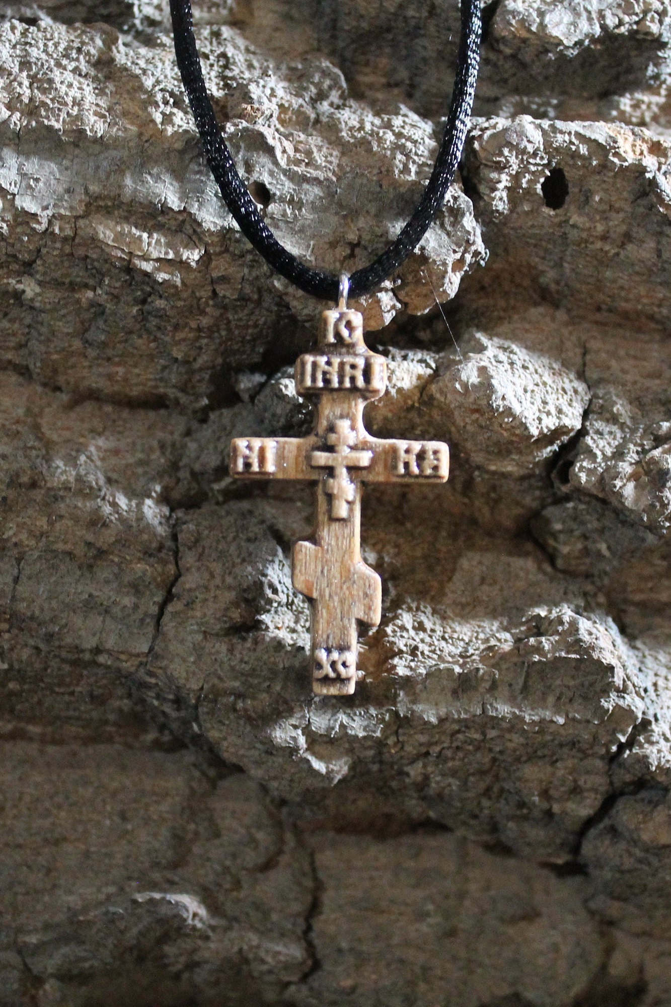 EUEAVAN Collana Croce Ortodossa Russa – Ciondolo In Acciaio Inox Con Scritta IC XC NIKA, Gioiello Religioso Battesimo
