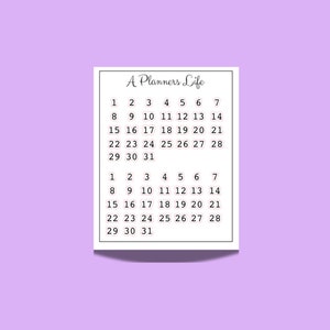 Date stickers for daily and monthly planning