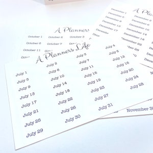 Monthly Date Stickers for Journals