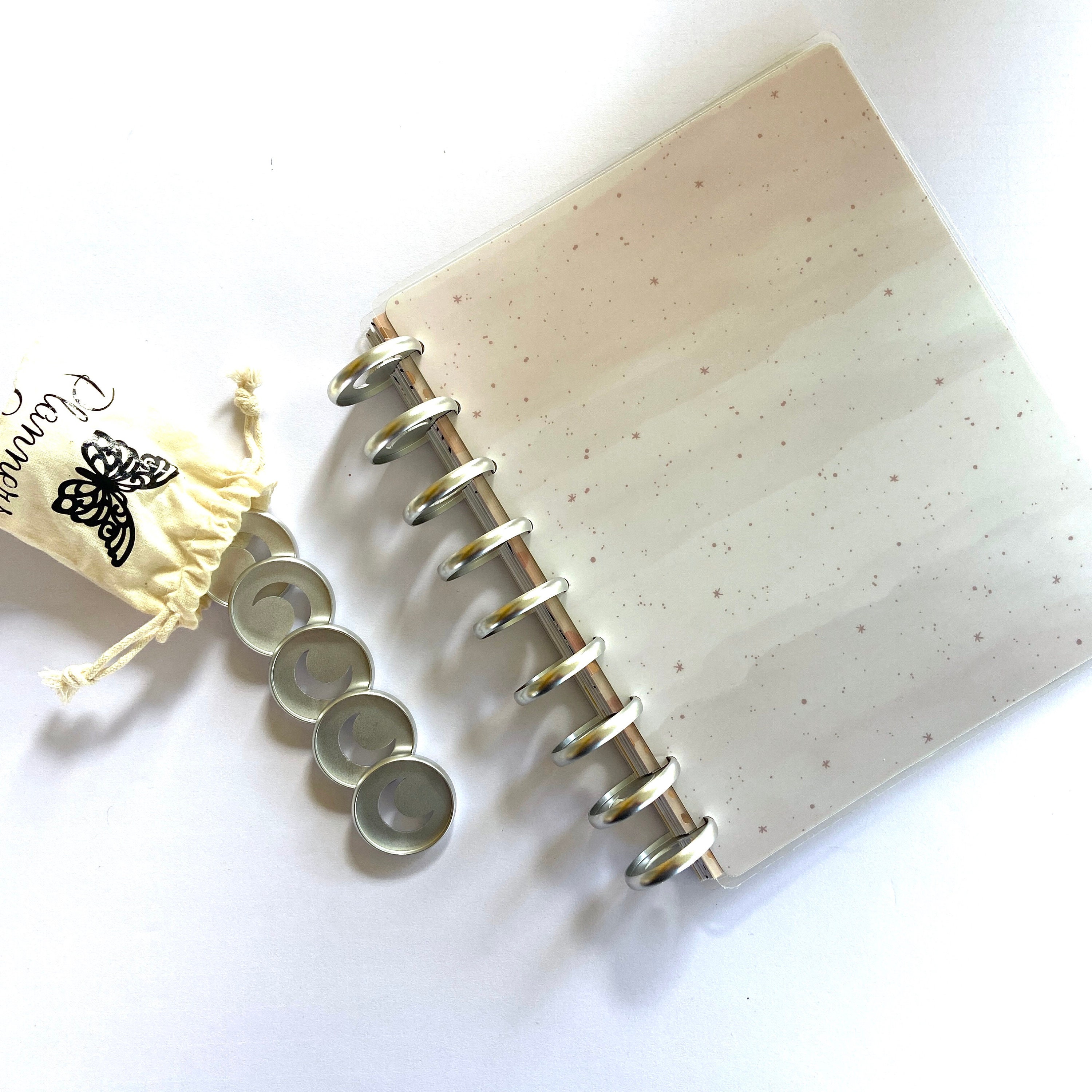 Silver Crescent Moon Planner Disc Disc Bound Planner Disc Etsy