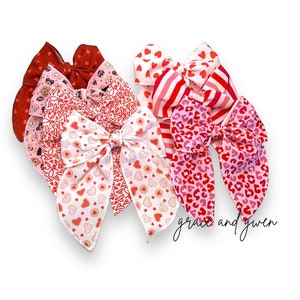 Valentines Day Sailor Bows | Hair Bows for Girls | Pink Hair Bows | Sailor Bows | Toddler Bow | Spring Bows | Clip Bows for Girls | VDay Bow