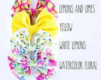 Lemon lime fabric bow lemon headband