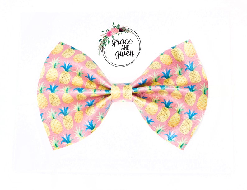 Faux Leather Bows Infant Toddler Newborn Bows Pineapple Hair Bow Pink Pineapple Classic Bow Baby Girl Hair Bows Nylon Headbands