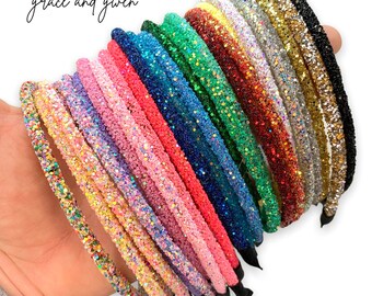 Chunky Iridescent Glitter Headbands | Glitter Headbands | Girl's Headbands | Gift For Girls | Party Favors | Hair Accessories