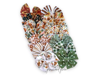 New Floral Fall Liverpool Pinwheel Bows | Hair Bows for Girls | Baby Bows and Headbands | Nylon Headband Bow | Pigtail Bows | Hair Bow Clips