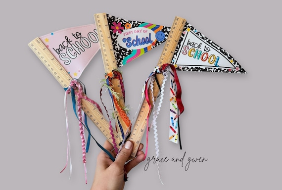 School Faux Leather Pennant | First Day of School Flag | Back to School | Teacher Gifts | Last Day of School Pennant | Ruler School Flag