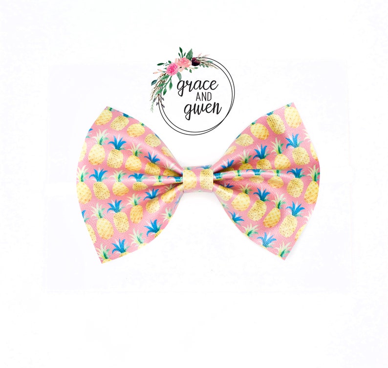 Faux Leather Bows Infant Toddler Newborn Bows Pineapple Hair Bow Pink Pineapple Classic Bow Baby Girl Hair Bows Nylon Headbands