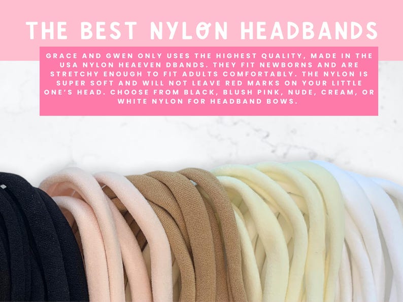 Interchangeable Nylon Headband Sets | Baby Headband | Headbands for Clip Bows | Soft Nylon Headbands | Universal Nylons for Clip Hair Bows image 4