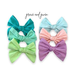 Summer Cotton Hand-Tied Hair Bows | Baby Hair Bows | Toddler & Newborn Bows | Baby Girl Hair Bows | Pigtail Bow Clips | Bows for Girls