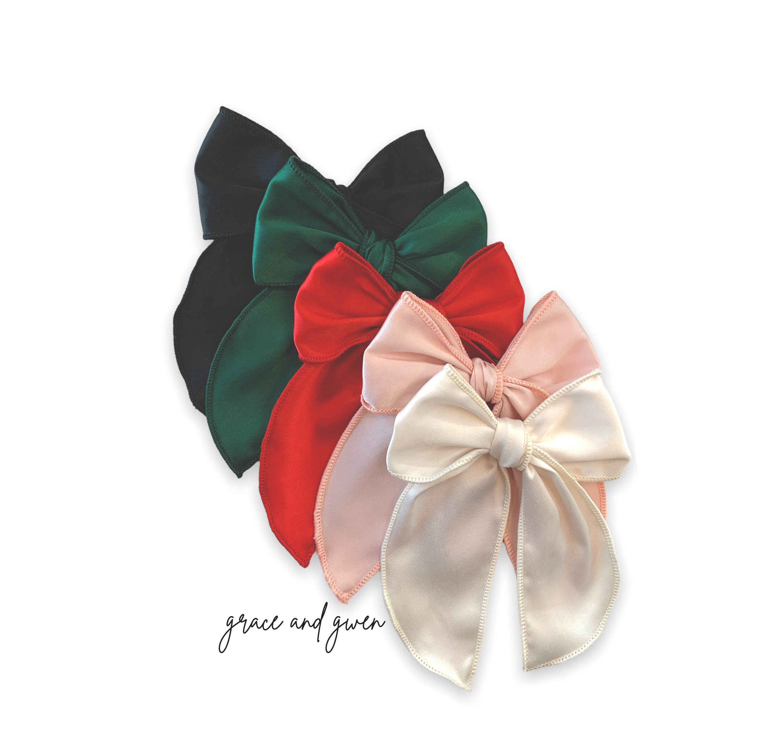 Satin Bows, Silk Bow, Red Satin Bow, Pink Bow, Mint Color Bow, Black Bow,  Bow Hair Clamp, Hair Clip, Big Red Bow for Hair 