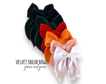 Velvet Sailor Hair Bows | Baby Hair Bows | Toddler & Newborn Bows | Baby Girl Hair Bows | Bows for Girls | Fable Velvet Bow | Christmas Bows