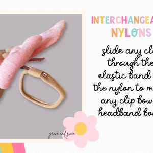 Interchangeable Nylon Headband Sets | Baby Headband | Headbands for Clip Bows | Soft Nylon Headbands | Universal Nylons for Clip Hair Bows image 3