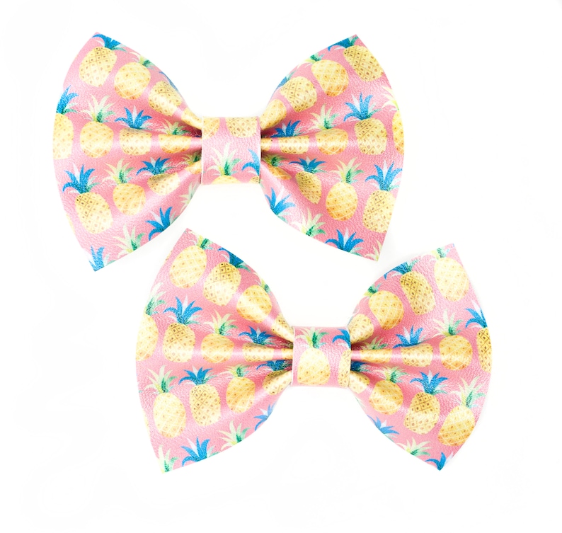 Faux Leather Bows Infant Toddler Newborn Bows Pineapple Hair Bow Pink Pineapple Classic Bow Baby Girl Hair Bows Nylon Headbands