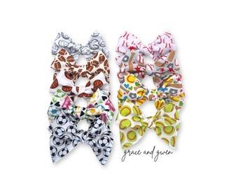 Sports Hair Bows | Hair Bows for Girls | Baby Nylon Headband | Pigtail Bows | Toddler & Newborn Bows | Baby Bows | Ball Hair Bows | Baseball