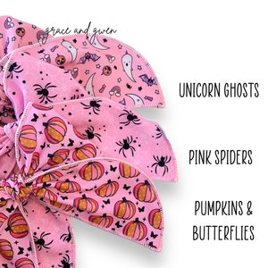 Pink Halloween Sailor Bows | Hair Bows for Girls | Fall Hair Bows | Sailor Bows | Toddler Bow | Fable Hair Bows | Pumpkin Bow | Ghost Bow bild 3