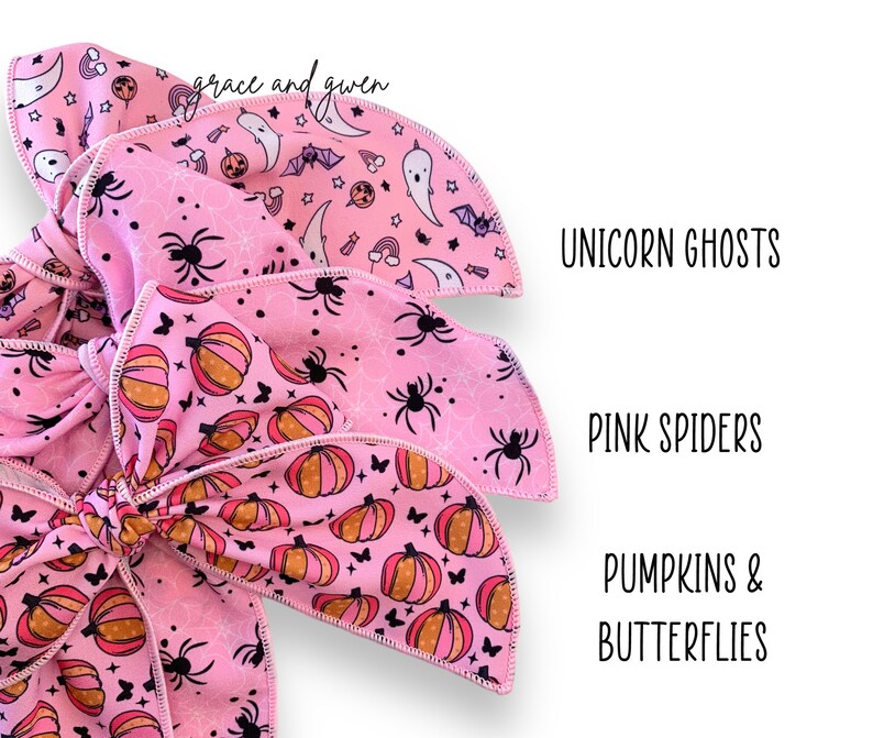 Pink Halloween Sailor Bows | Hair Bows for Girls | Fall Hair Bows | Sailor Bows | Toddler Bow | Fable Hair Bows | Pumpkin Bow | Ghost Bow bild 3