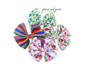 Cinco De May Liverpool Pinwheel Bows | Hair Bows for Girls | Baby Bows and Headbands | Nylon Headband Hair Bow | Pigtail Bows | Bow Clips
