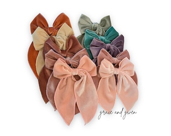 Velvet Corduroy Sailor Hair Bows | Baby Hair Bows | Toddler & Newborn Bows | Baby Girl Hair Bows | Bows for Girls | Spring Velvet Hair Bows